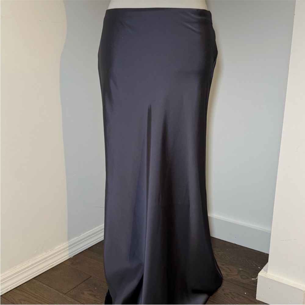 Zara Muted Navy Satin Maxi Skirt XS